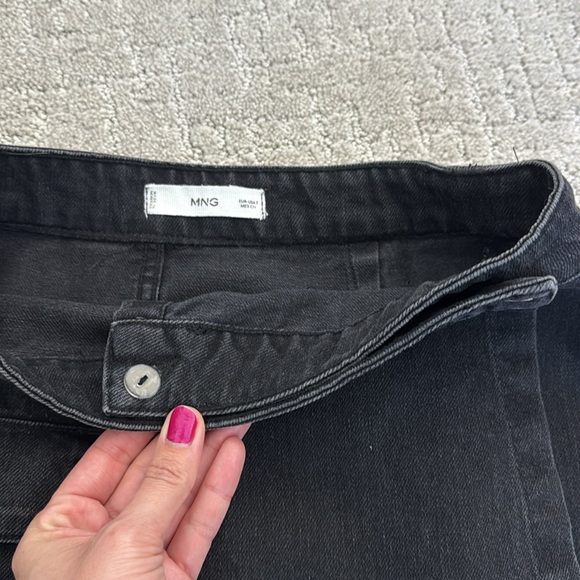 Mango black denim mini skirt grey gray black jean wraparound cargo wrap - Picture 6 of 8